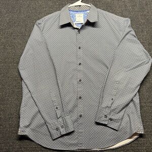 Society Of Threads Gray and White Polka Dot Shirt